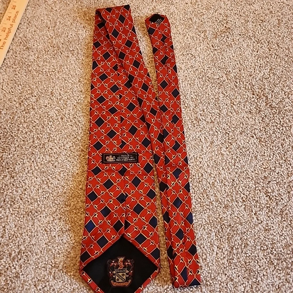 Gucci Tie Red, Blue And Gold,‎ Authenticated